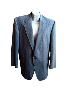 True Vintage Western Blazer Jacket 48R XL PMM Denvers Gray Cowboy 2-Button USA